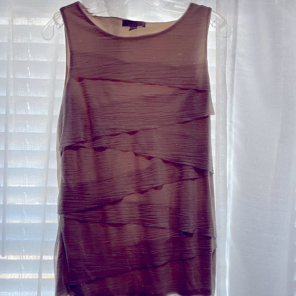 Tan sleeveless sparkle blouse